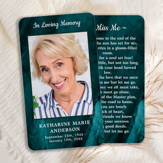 Memorial Foto Smarald Green Beerdigung Karte (Von Creator hochgeladen)