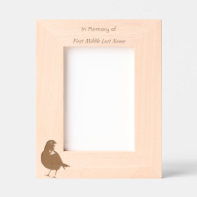 Memorial Foto Wasserfarben Robin Garden Bird Geätzte Rahmen (Vorderseite)