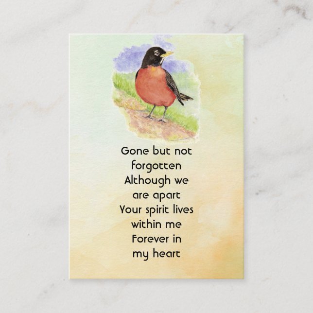 Memorial Foto Wasserfarben Robin Garden Bird Visitenkarte (Vorderseite)