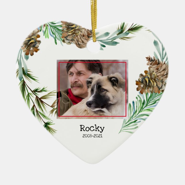 Memorial Foto Weihnachts-Herz-Keramik Ornamento Keramik Ornament (Vorne)
