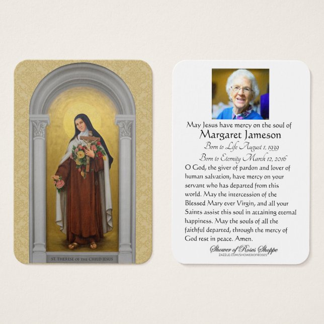 Mémorial funéraire Carte Sainte-Thérèse Saint-Thér (Devant & derrière)