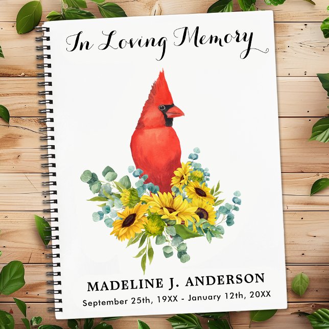 Memorial Funeral Livre d'or Cardinal Sunflowers (Créateur téléchargé)