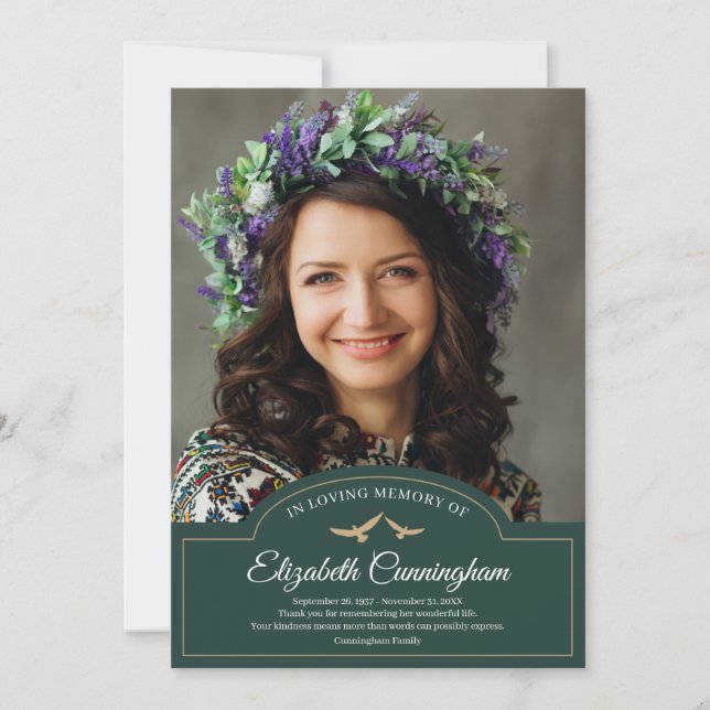 Memorial Funeral Monogram Classic Foto Dankeskarte (Vorderseite)