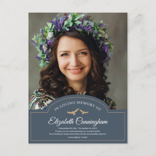 Memorial Funeral Monogram Classic Foto Vielen Dank Postkarte