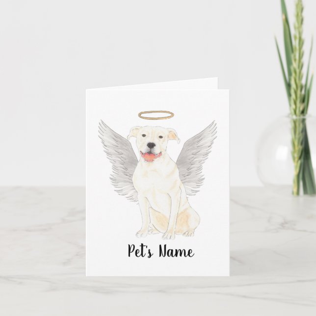 Memorial für das Beileid "White Pitbull Staffy" Karte (Vorderseite)