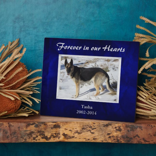 Memorial für Royal Blue Silver Pet Fotoplatte (Seite)