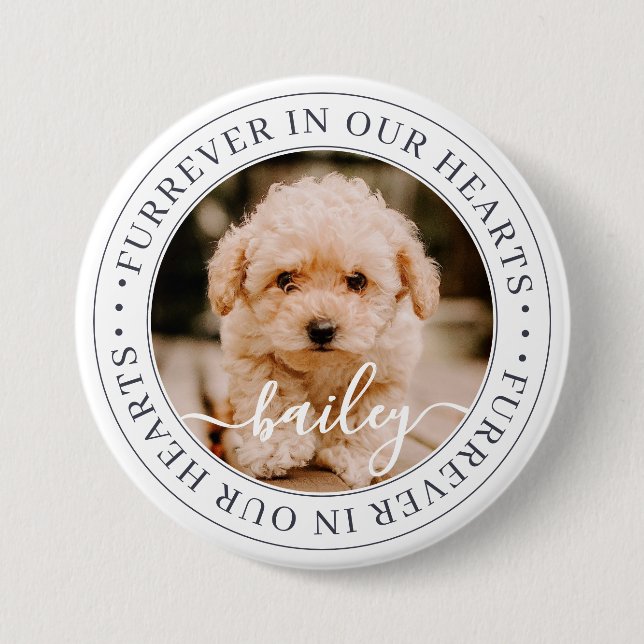 Memorial Furrever für Haustiere in unserem Herz-Ch Button (Vorderseite)