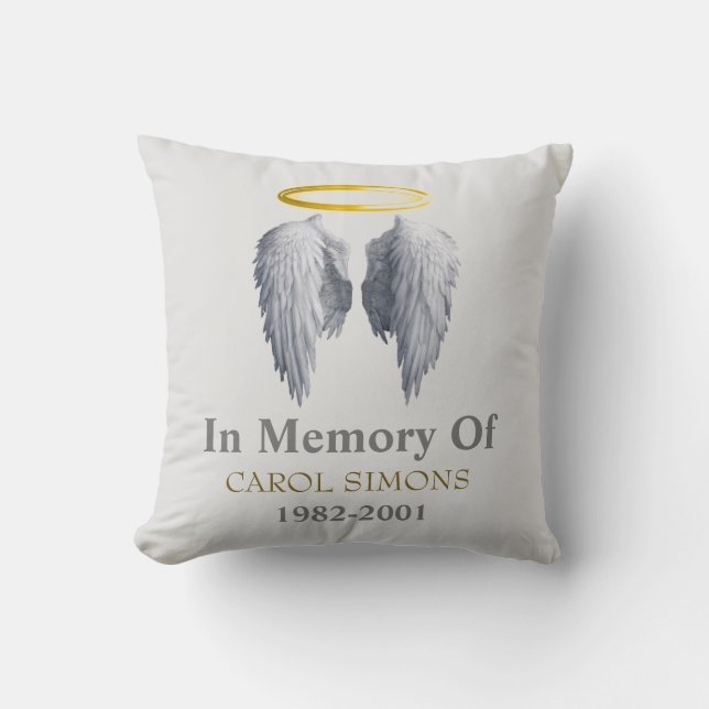 Memorial Halo & Angel Wings Throw Kissen (Vorderseite)
