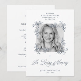Memorial Hand Lettered Chic Blühte Gray Beerdigung Einladung