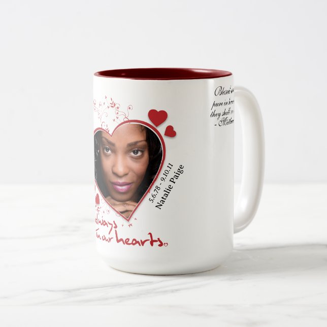 Memorial Herz-Thema Keepake Zweifarbige Tasse (VorderseiteRechts)
