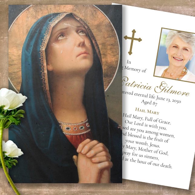 Memorial Himmlisch Mother Prayer Sympathiekarten (catholic, religious, celebration of life, in loving memory of, prayer cards for bereavement)