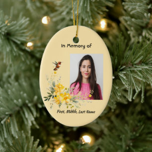 Memorial Hummingbird Yellow Roses Keramik Ornament