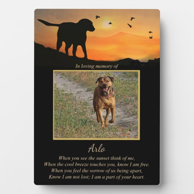 Memorial Hund Custom Foto mit spirituellem Gedicht Fotoplatte (Vorderseite)