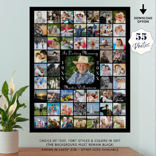 Memorial IN LIVING MEMORY 55 FotoCollage Black Poster
