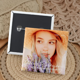 Memorial in Love Memory Modern Heart Foto Button