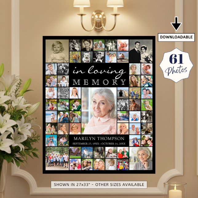 Memorial IN LOVING MEMORY 61 Photo Collage Black Poster (Von Creator hochgeladen)