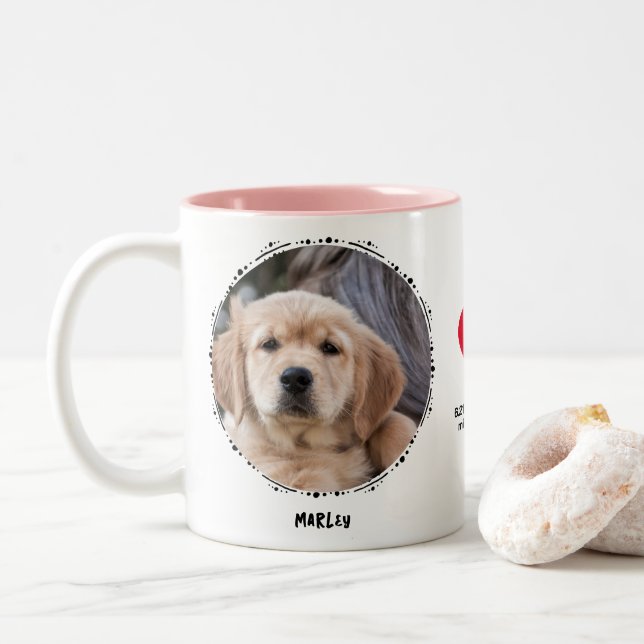 Memorial Keepake 2 Foto Benutzerdefiniert Zweifarbige Tasse (Mit Donut)