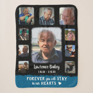 Memorial Keepake Edge Fade Foto Collage Blk Blue Sherpadecke