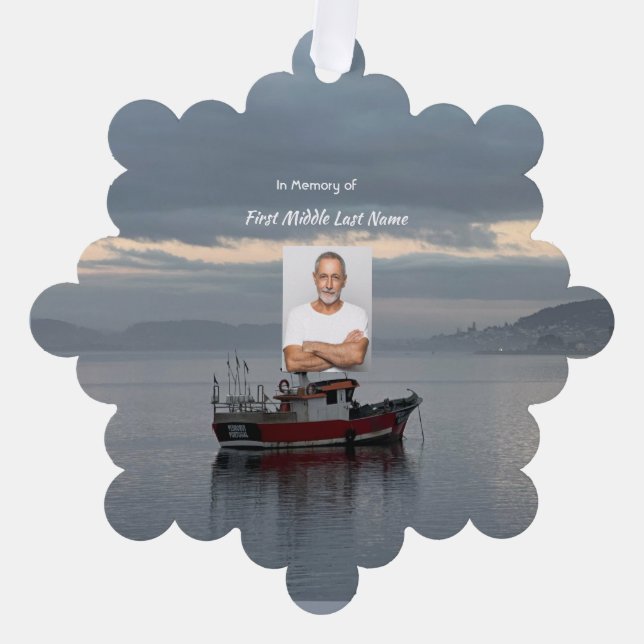 Memorial Keepake Fischereifahrzeug Fischer Ornament Karte (Vorderseite)