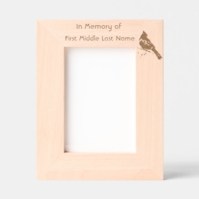 Memorial Keepake Kardinal Red Bird Geätzte Rahmen (Vorderseite)