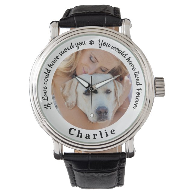 Memorial Keepake Personalisiertes Dog-Foto Armbanduhr (Vorderseite)