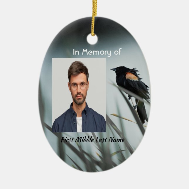 Memorial Keepake Red-wing Blackbird Keramik Ornament (Vorne)