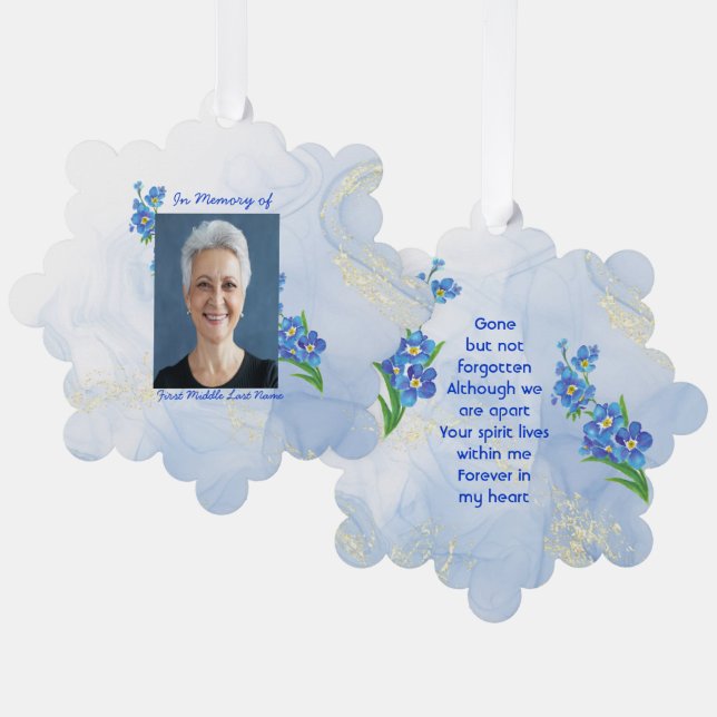 Memorial Keepake Vergiss mich nicht" Blume Ornament Karte (Vorderseite/Rückseite)