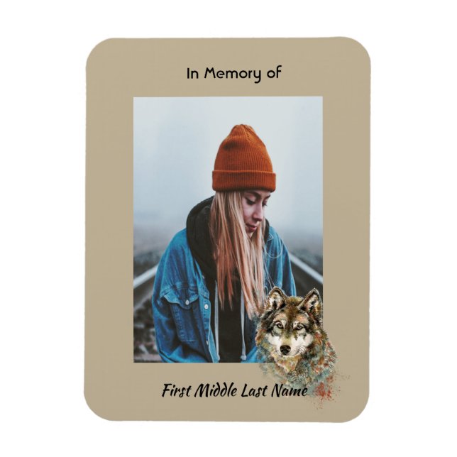 Memorial Keepake Wasserfarbe Wolf Tiere Magnet (Vertikal)