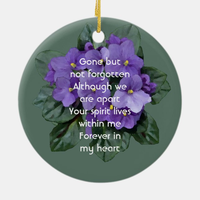 Memorial Keepsake African Violet Keramik Ornament (Hinten)