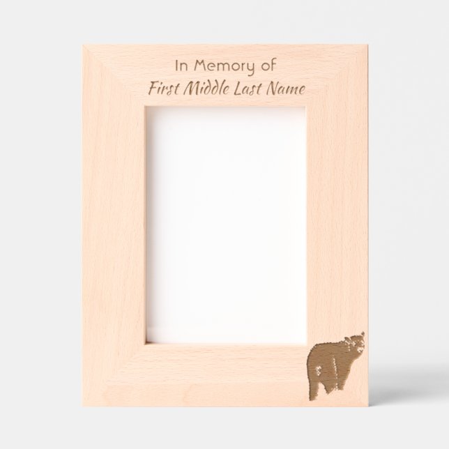 Memorial Keepsake Black Bear Animal Geätzte Rahmen (Vorderseite)