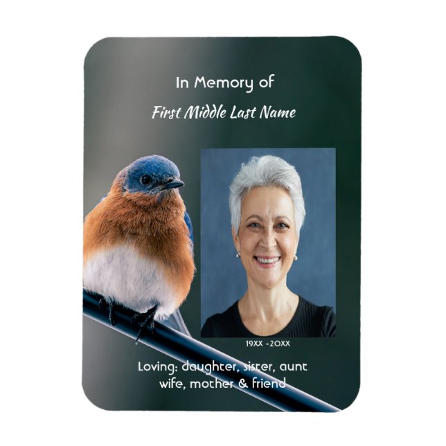 Memorial  Keepsake Bluebird Garden Bird  Magnet (Vertikal)