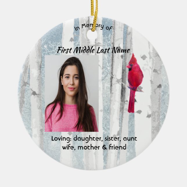 Memorial Keepsake Cardinal Bird Keramik Ornament (Vorne)