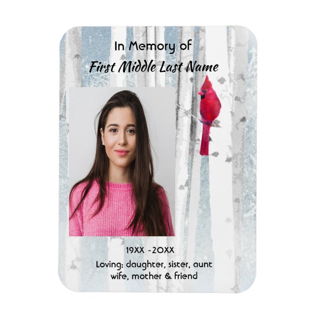 Memorial Keepsake Cardinal Bird Magnet (Vertikal)