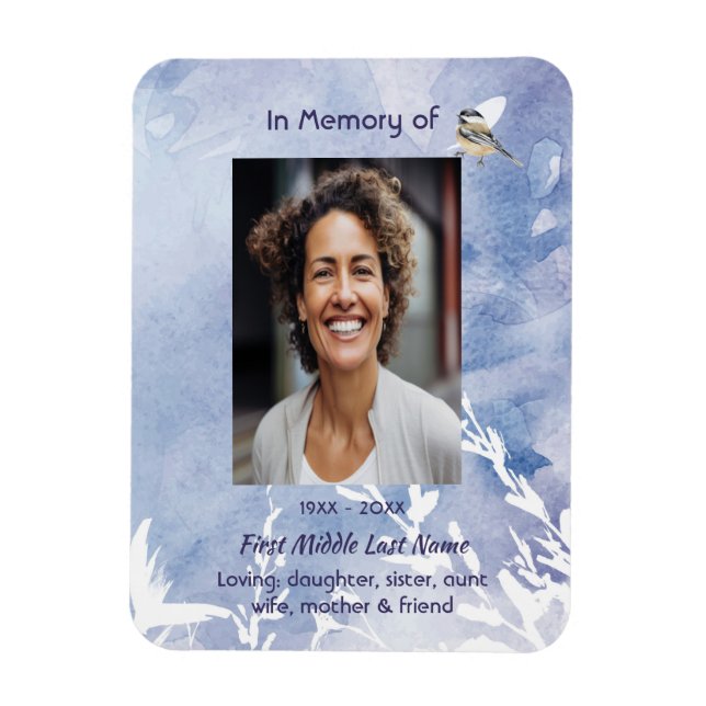 Memorial Keepsake Chickadee Bird Winter  Magnet (Vertikal)
