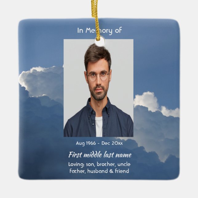 Memorial Keepsake Clouds Sky Heavenly Keramikornament (Vorderseite)