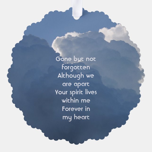 Memorial Keepsake Clouds Sky Heavenly Ornament Karte (Rückseite)