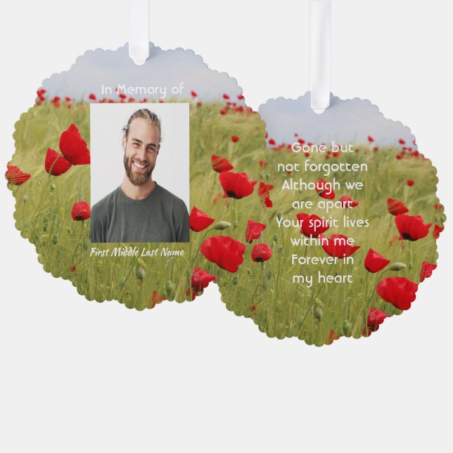 Memorial Keepsake Field of Red Poppy Ornament Karte (Vorderseite/Rückseite)