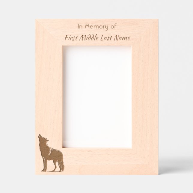 Memorial Keepsake Howling Wolf Art Geätzte Rahmen (Vorderseite)
