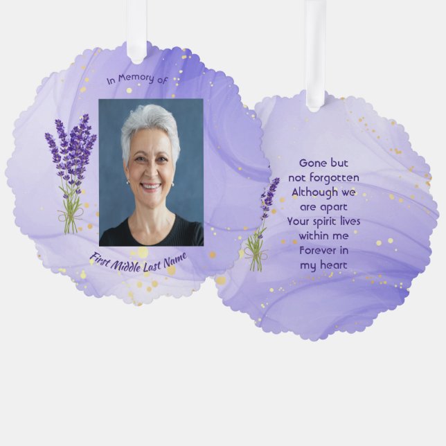 Memorial Keepsake Lavender Garden Flower Ornament Karte (Vorderseite/Rückseite)