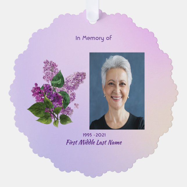 Memorial Keepsake Lilac Garden Flower  Ornament Karte (Vorderseite)