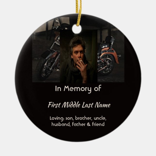 Memorial Keepsake Motorcycle Biker Keramik Ornament (Vorne)