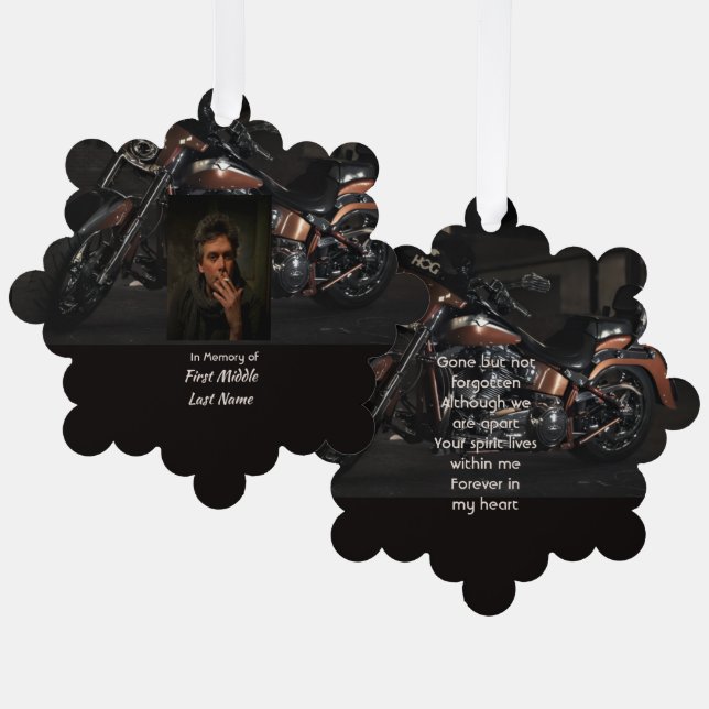  Memorial Keepsake Motorcycle Biker Ornament Karte (Vorderseite/Rückseite)
