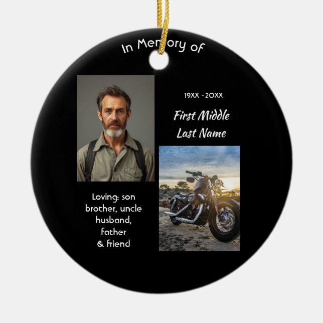 Memorial Keepsake Motorcycle Chopper Keramik Ornament (Vorne)