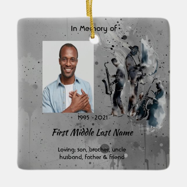 Memorial Keepsake Music Jazz Band Keramikornament (Vorderseite)