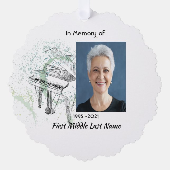 Memorial Keepsake  Prayer Piano Musician Ornament Karte (Vorderseite)