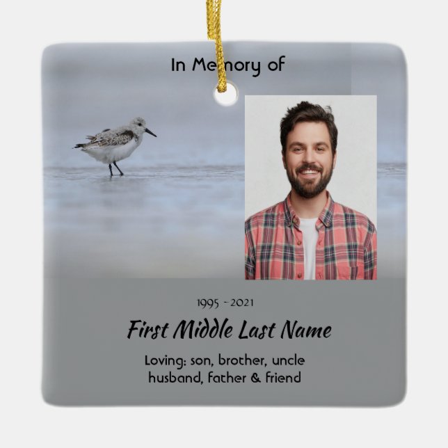  Memorial Keepsake Sandpiper Shore Bird  Keramikornament (Vorderseite)