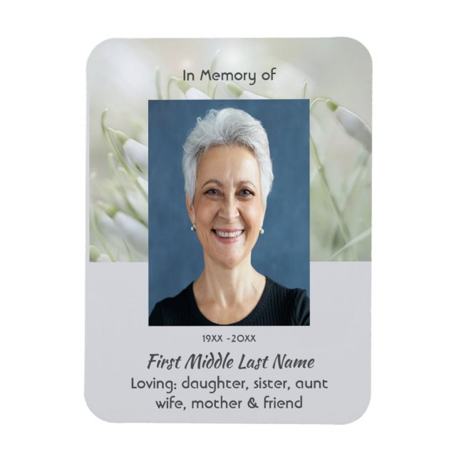 Memorial Keepsake  Snowdrop Flowers Magnet (Vertikal)