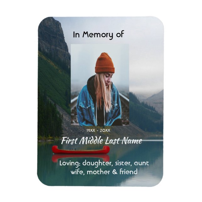 Memorial Keepsake Wilderness Lake Canoe Magnet (Vertikal)