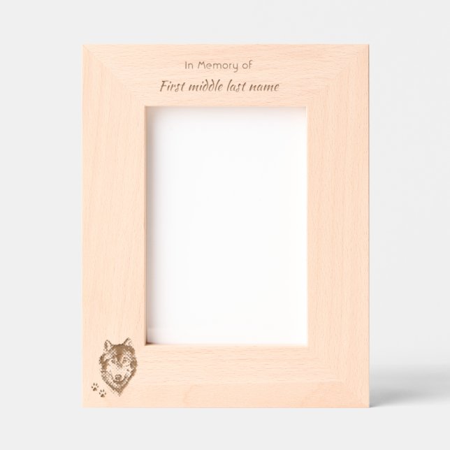Memorial Keepsake Wolf Wolves Animal Geätzte Rahmen (Vorderseite)