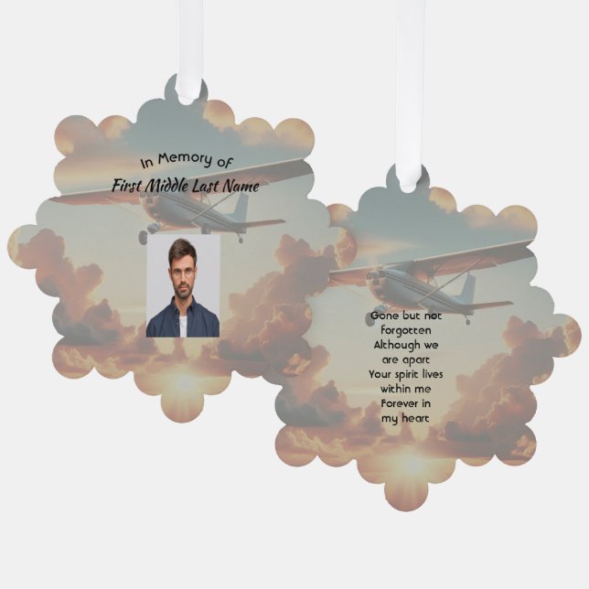 Memorial Keepsakes Pilot Airplane Sunset Ornament Karte (Vorderseite/Rückseite)